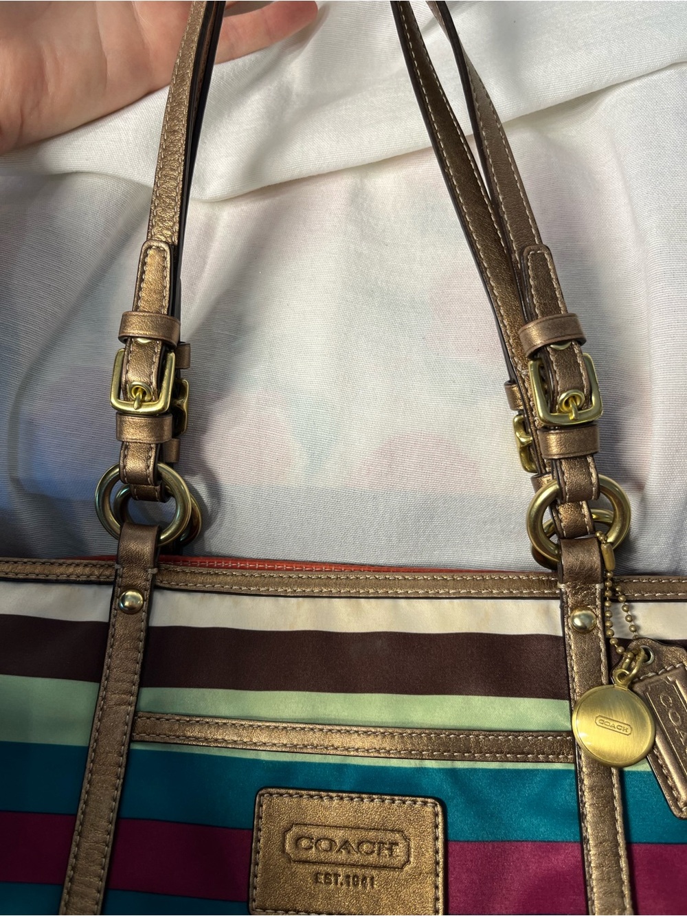 Coach Legacy Striped Sateen Tote - Picture 17 of 17